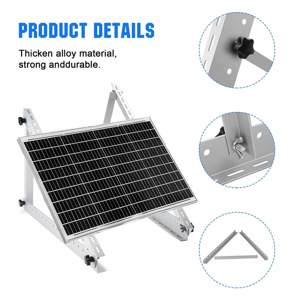 Solarmodul Halterung für 2 Module - 45 Zoll Photovoltaik Universal Solarmodul Halterungen 114CM Balkonkraftwerk Halterung, Winkel einstellbar 0-90° für Dachhalterungen Solarmodule
