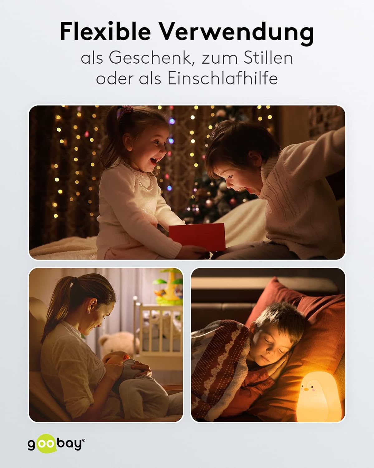 LED Nachtlicht Pinguin/geeignet als Einschlafhilfe, Stilllicht und Kinderzimmer Deko/leuchtet in warmweißem Licht, 7 Farbwechsel und 3 Leuchtmodi, Klein