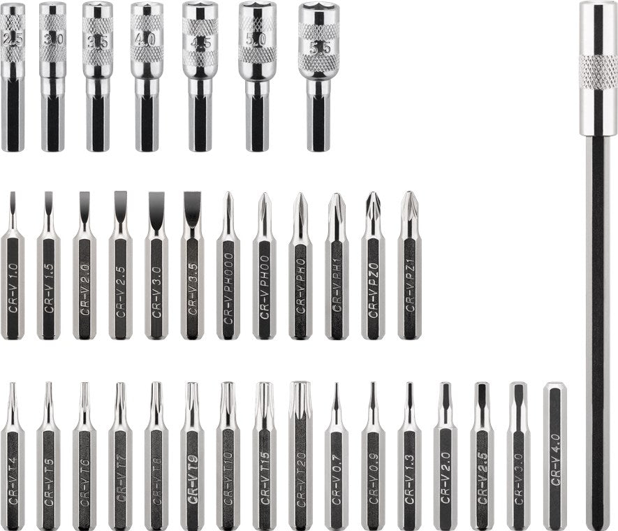 Präzisionsschraubendreher Set 37-teilig, Feinmechaniker Werkzeug Bit-Set aus Chrom-Vanadium, für PC, Handy, Laptop & Brillen