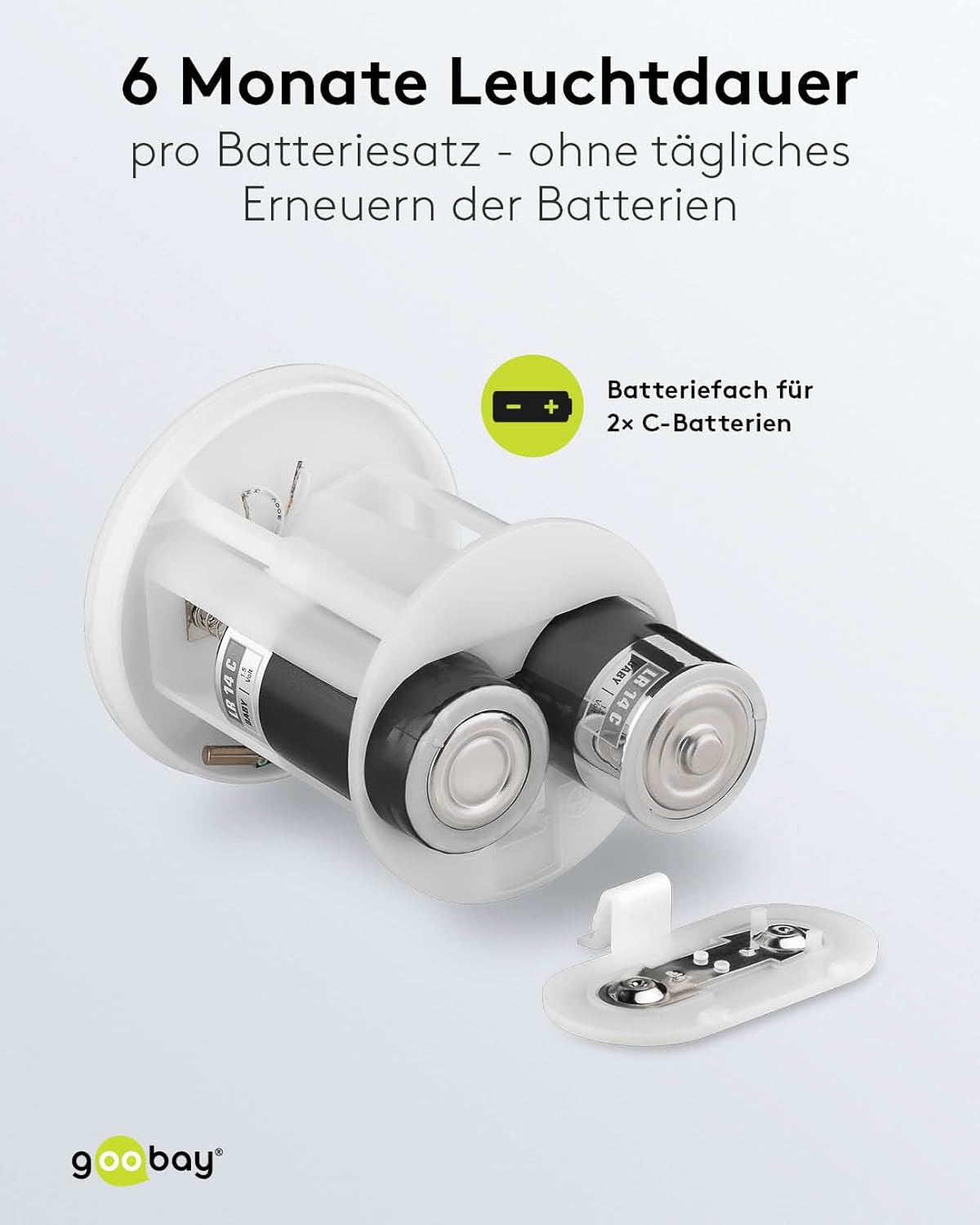 LED Grablicht mit Timer / Batteriebetrieben / LED Grabkerzen Outdoor / Friedhof Kerzen / Grablichter / Ewiges Licht / Grablampe / Weiß / Batterie 2x C/LR14