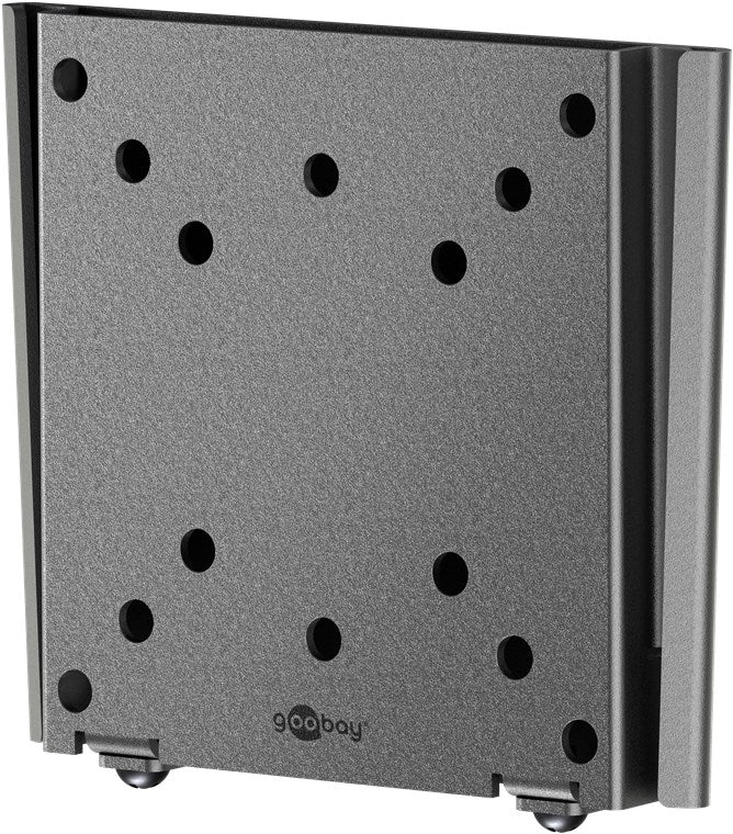 goobay Flache Universal TV Wandhalterung / Halterung für Monitor / max. 30kg / 18mm Wandabstand / 13-27 Zoll Monitore/bis VESA 100x100mm geeignet / für Wohnmobile, Wandhalterung Fernseher