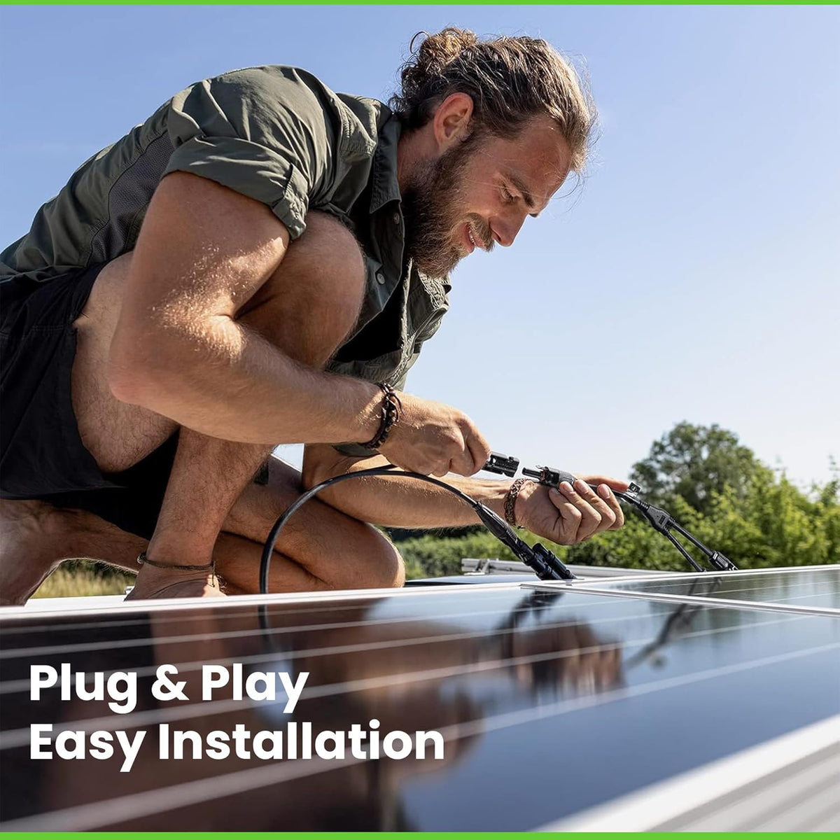 3-fach T-Verbinder-Set für Solarmodule mit 54 cm 6 mm² Kabelverlängerung, Snap-In Verriegelung, Easy-Click System, IP67 Schutzklasse, bis zu 1000V DC, für Outdoor-Solaranlagen (1 Paar)