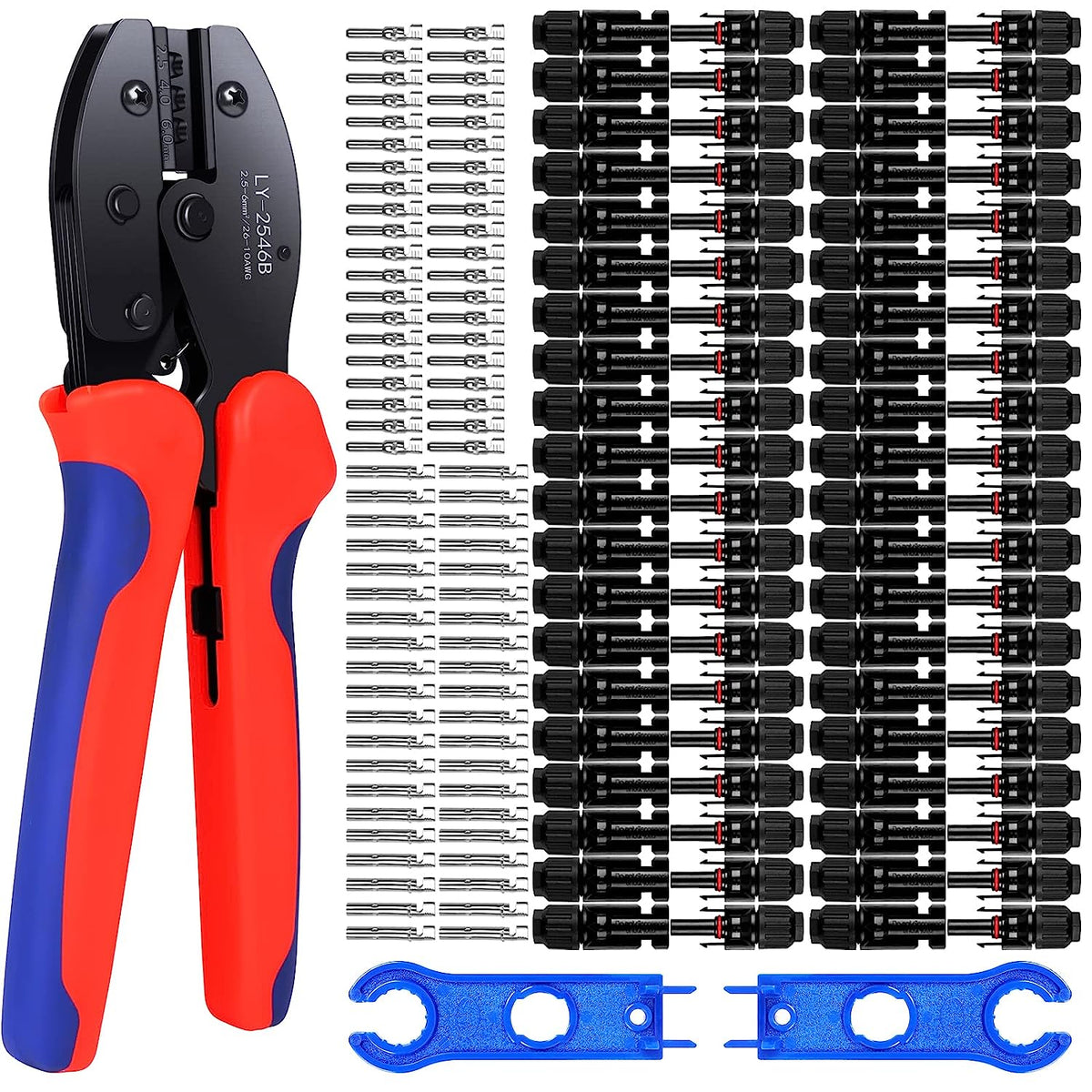 40 Paar Solarstecker Crimpzange Set für 2,5/4/6mm² Solarpanel P-V Kabel Männlich/Weiblich Photovoltaik Solarpanel Stecker Steckverbinder, PV Stecker mit Schraubenschlüssel