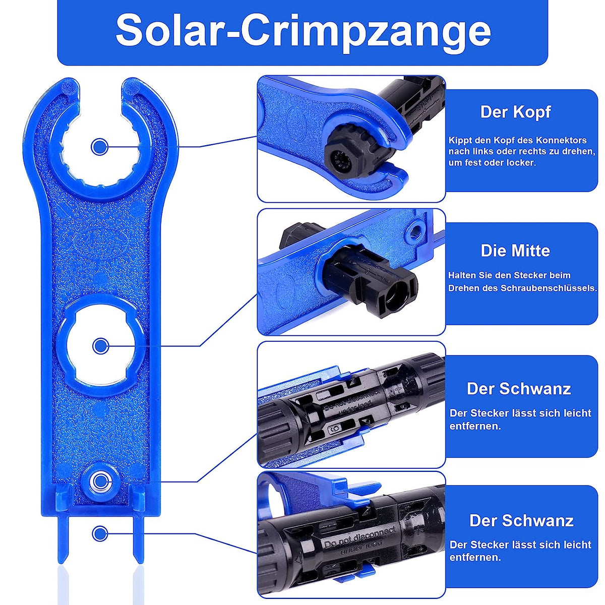 40 Paar Solarstecker Crimpzange Set für 2,5/4/6mm² Solarpanel P-V Kabel Männlich/Weiblich Photovoltaik Solarpanel Stecker Steckverbinder, PV Stecker mit Schraubenschlüssel