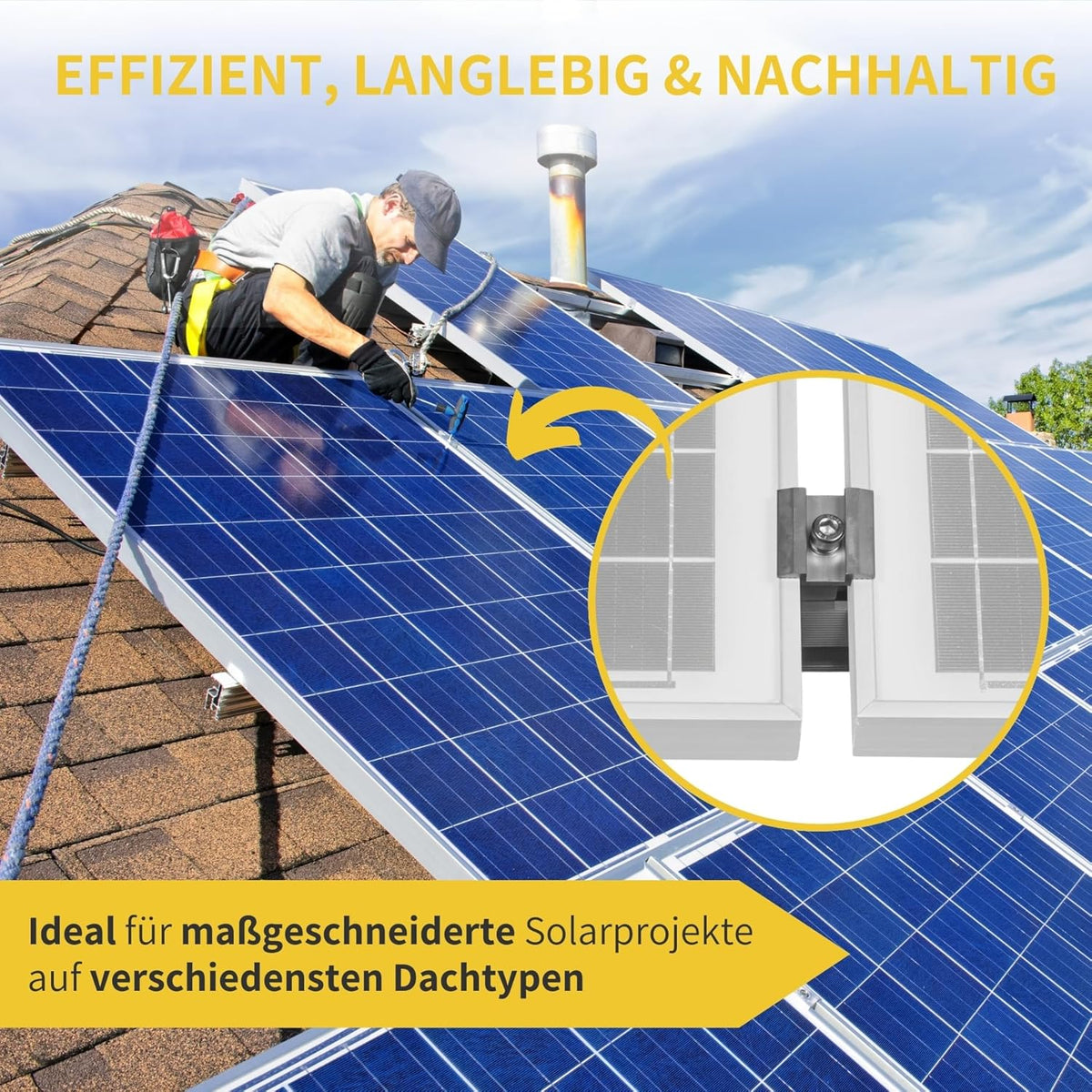 Solar Halterung Ziegeldach I Set für 3 PV Module 30-40mm I silber I Solarmodul Halterung Balkonkraftwerk I Solarmodulbefestigungsset für Ziegeldächer aus Edelstahl I PV-Halterung Montageset
