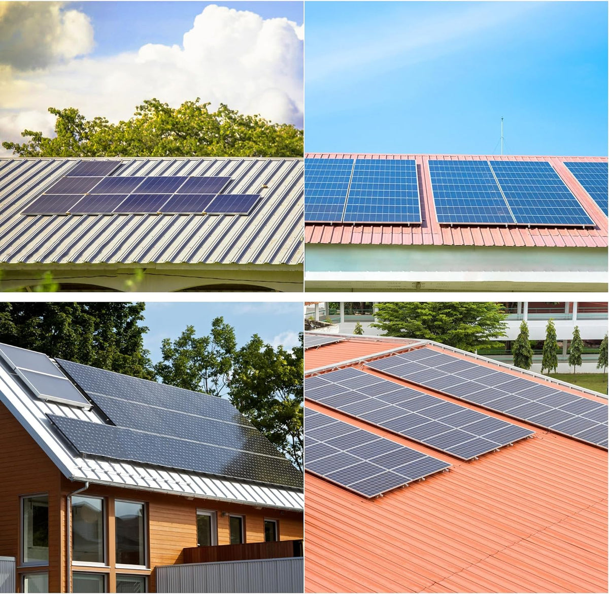 Solarmodul Halterung Montageset, Schwarzes 12CM Aluprofil und Verstellbare Klammern Befestigung für Solarmodul, Solarpanel Halterung 1 Modul 30-35MM für Flachdach Trapezblech Blechdach