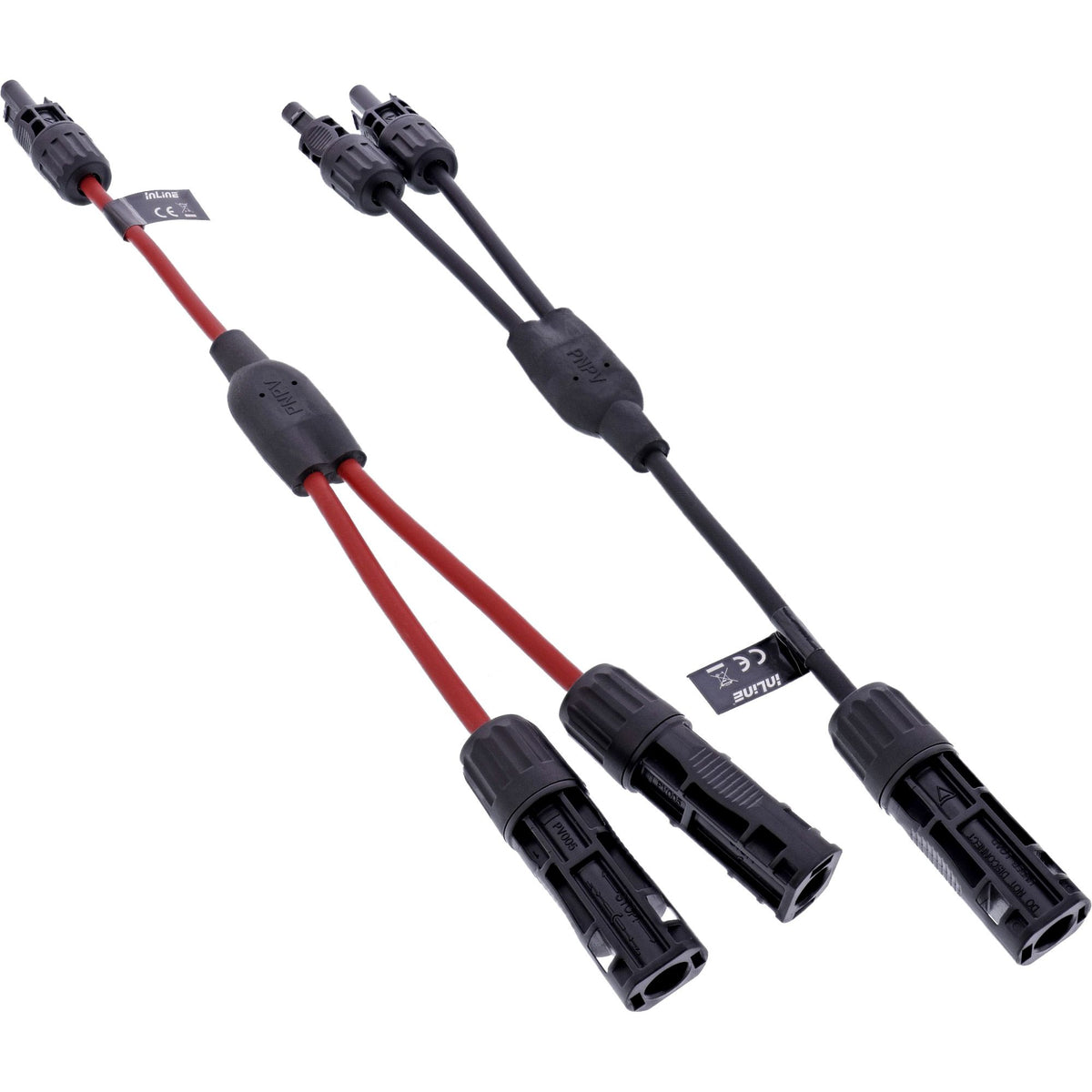 InLine® Solarkabel 2-fach Verteiler-Set schwarz/rot 0,36m