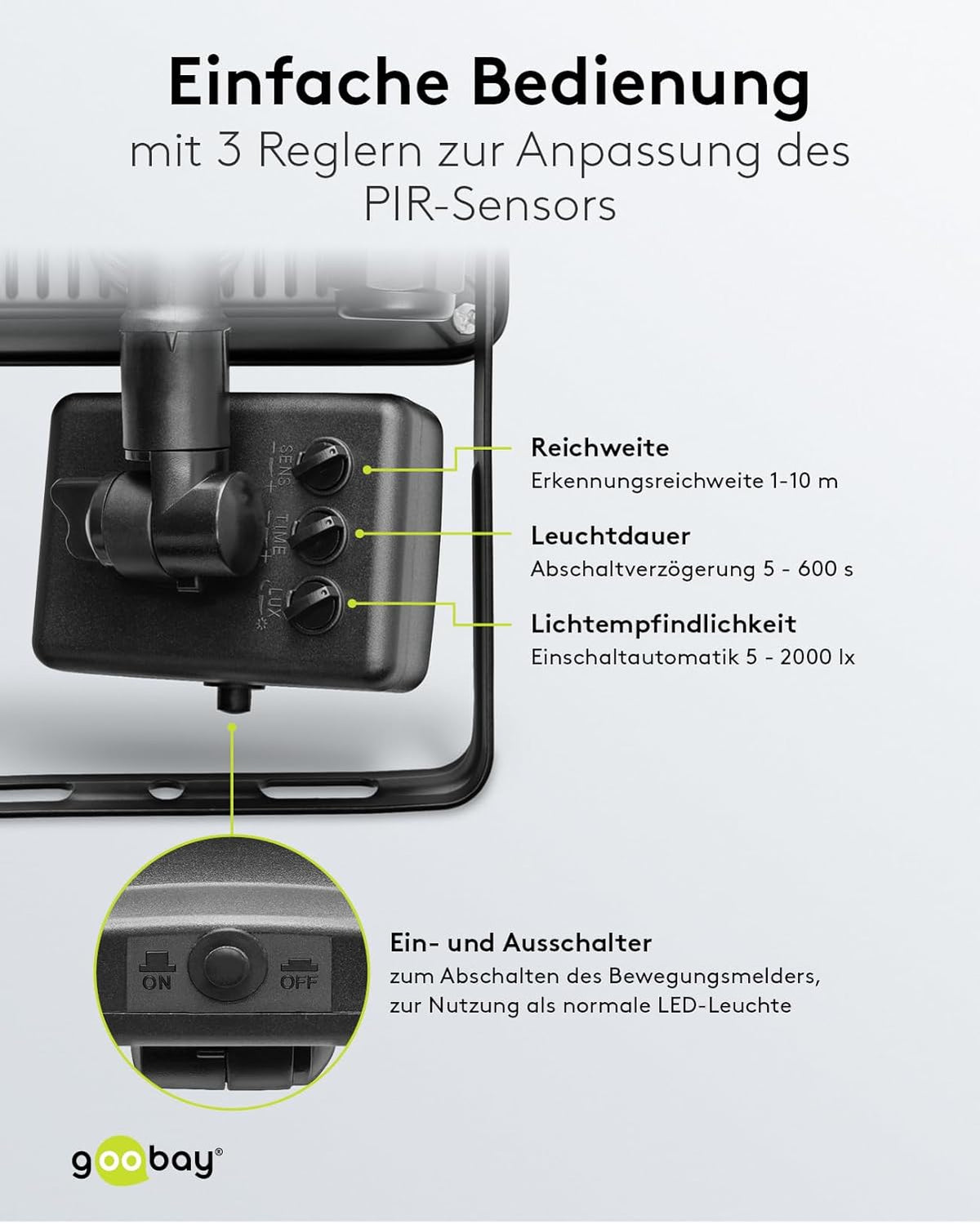 LED Strahler Bewegungsmelder Außen 50W / PIR Sensor Außenstrahler IP44 / Neutralweißes Licht 4250 lm / LED Scheinwerfer Fluter Wandmontage / Gartenstrahler / Schwarz