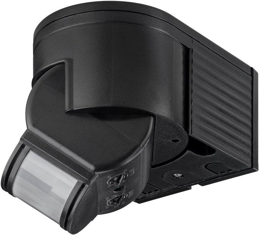Goobay Infrarot Bewegungsmelder für Innen & Aussen 180° Pir Sensor LED Leuchte drehbar & neigbar Wand Aufputz Montage 12m Reichweite Schwarz