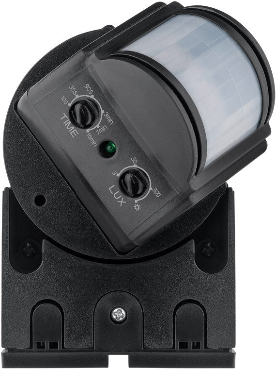 Goobay Infrarot Bewegungsmelder für Innen & Aussen 180° Pir Sensor LED Leuchte drehbar & neigbar Wand Aufputz Montage 12m Reichweite Schwarz