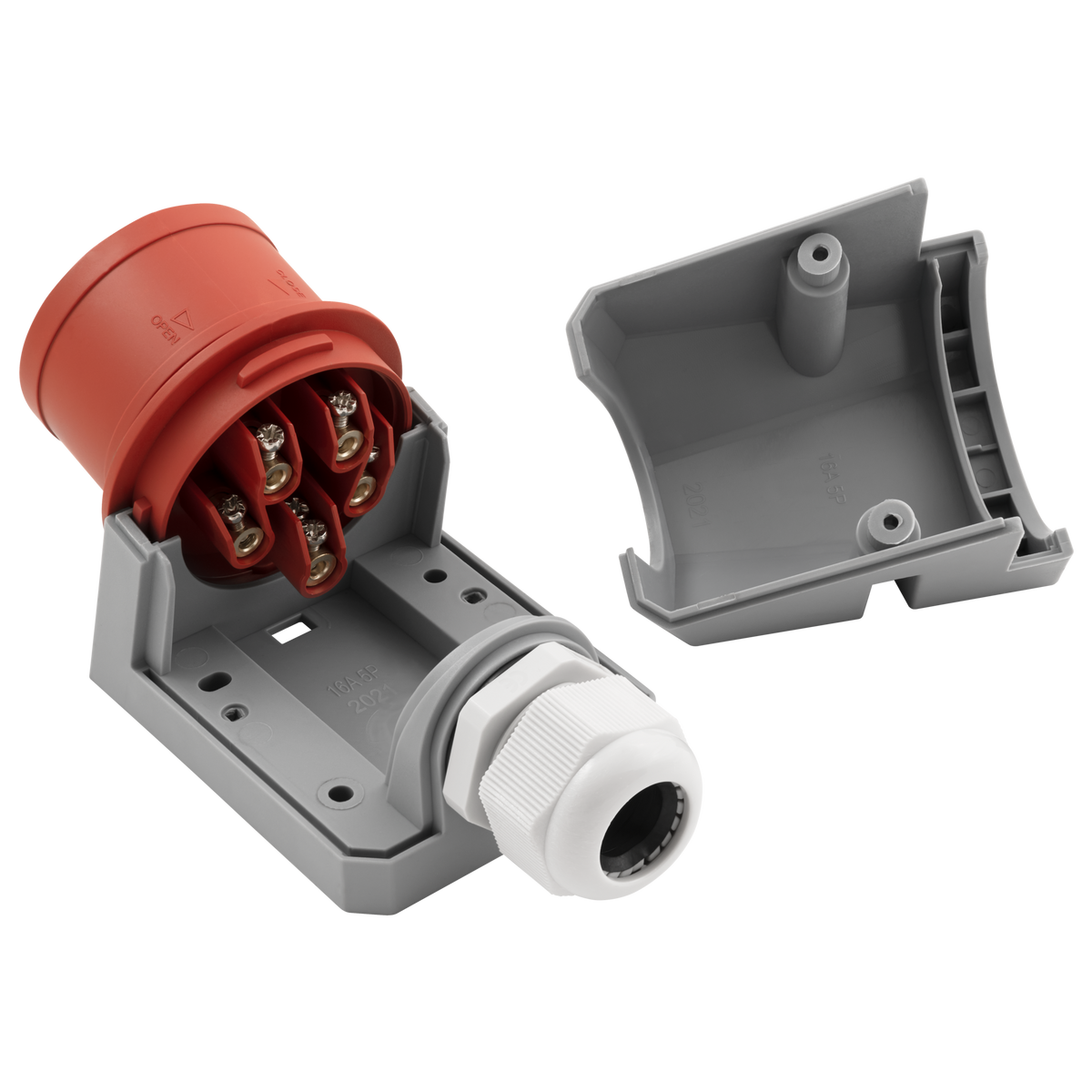McPower CEE-Stecker Wandmontage IP44 Wandstecker | 415V, 16A Starkstrom Stecker | 5-polig für Wohnmobil Boot Aussenbereich Camping Caravan Industrie
