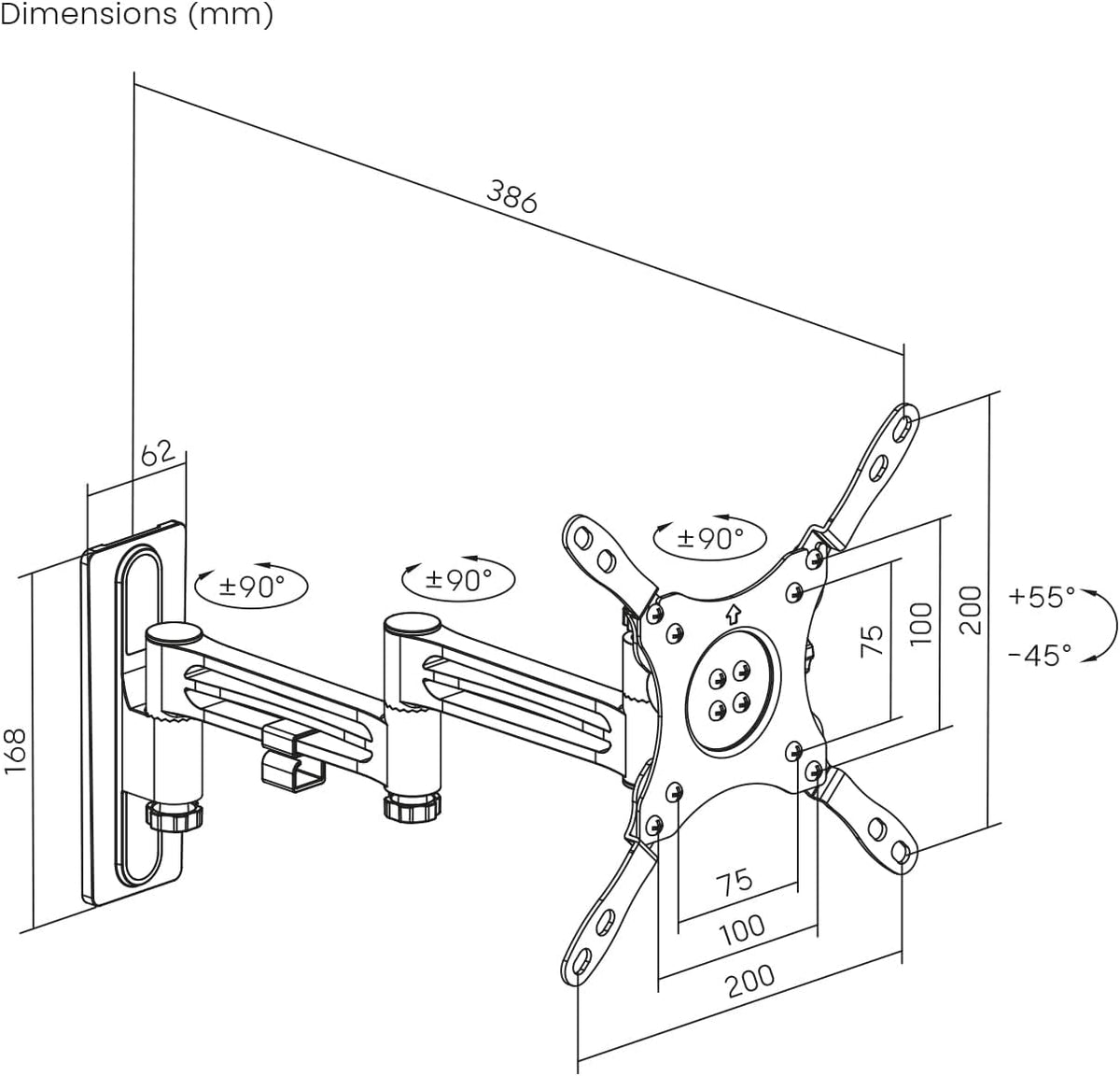 my wall TV-Wandhalterung für Wohnmobile HC2-3L TV Wandhalterung für Wohnmobil und Wohnwagen, Fernsehhalterung, Schwenkbar, Neigbar, VESA kompatibel, Bildschirmhalterung