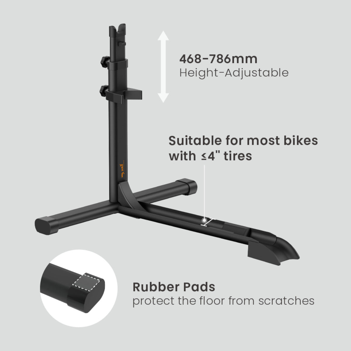 my wall platzsparender universal Fahrradständer - HR12L Hinterrad Fahrradständer für Garage, Keller & Wohnung, 16-29 Zoll Fahrräder, Ohne Bohren, Stabil & Mobil, Reifenbreite bis 10 cm