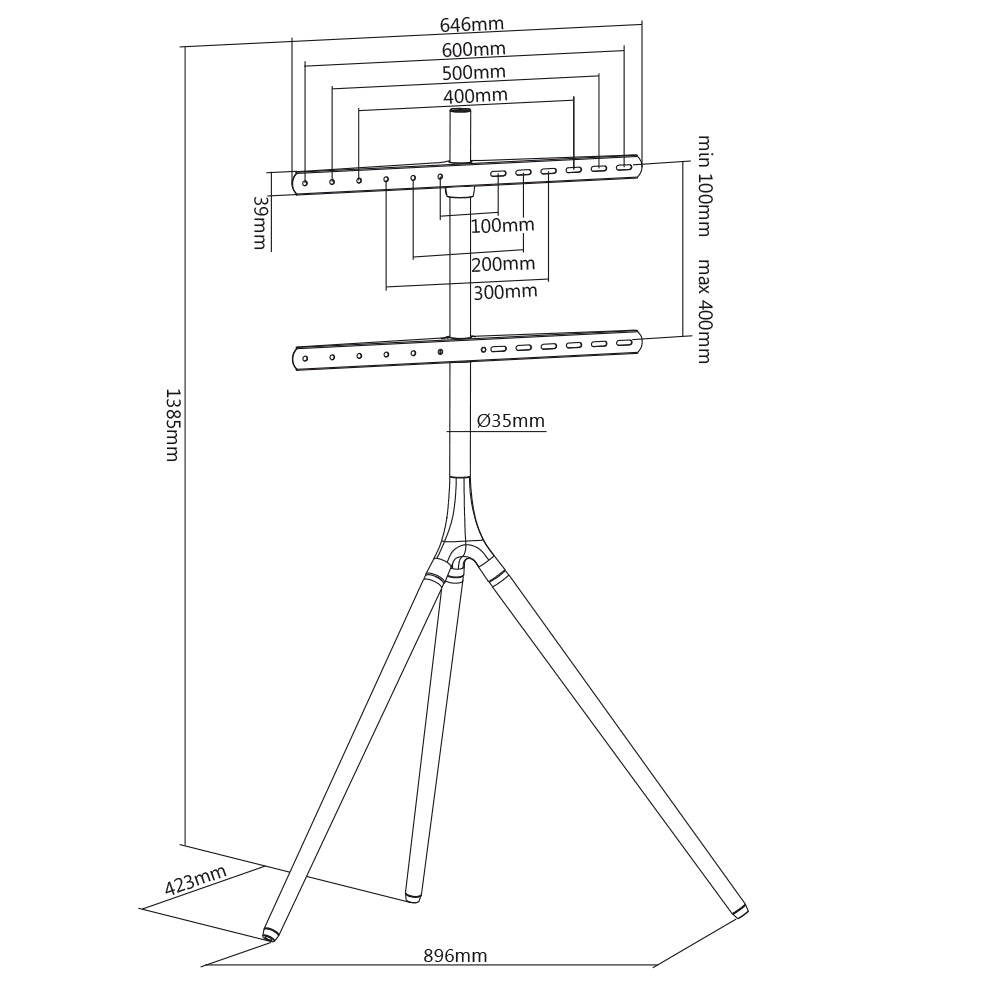 My Wall HT 22L TV-Standfuß 81,3cm (32) - 190,5cm (75) Bodenständer, Drehbar, Höhenverstellbar / Nussbaum dunkel