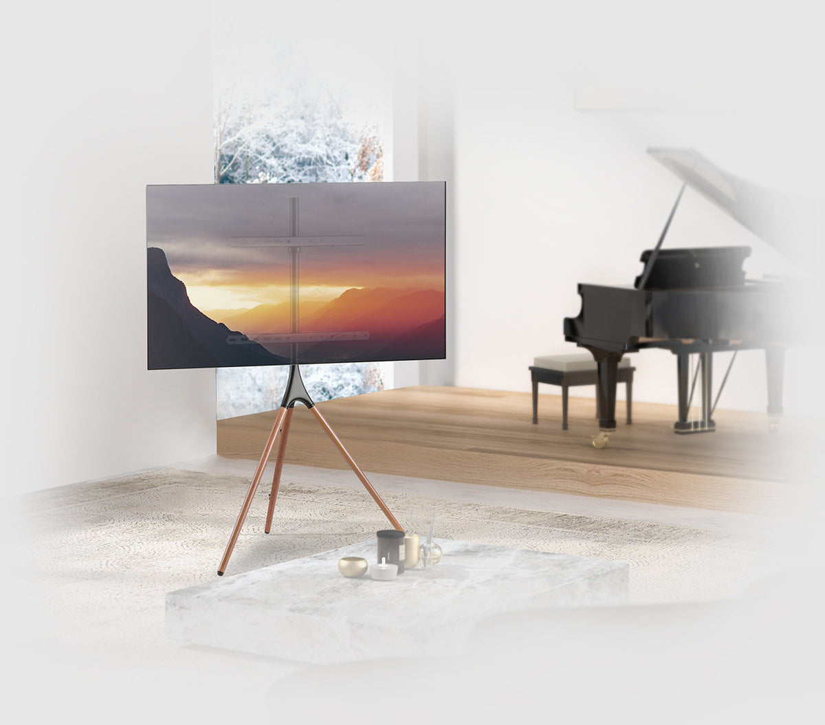 My Wall HT 22L TV-Standfuß 81,3cm (32) - 190,5cm (75) Bodenständer, Drehbar, Höhenverstellbar / Nussbaum dunkel