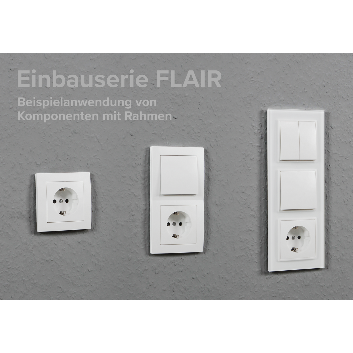 McPower Lichtschalter-Steckdosen Kombination | Flair | 2-fach Set, Schalter und Steckdose mit Rahmen, 250V~/10A, Unterputz, für Wohnräume, Küche, Büro, weiß matt