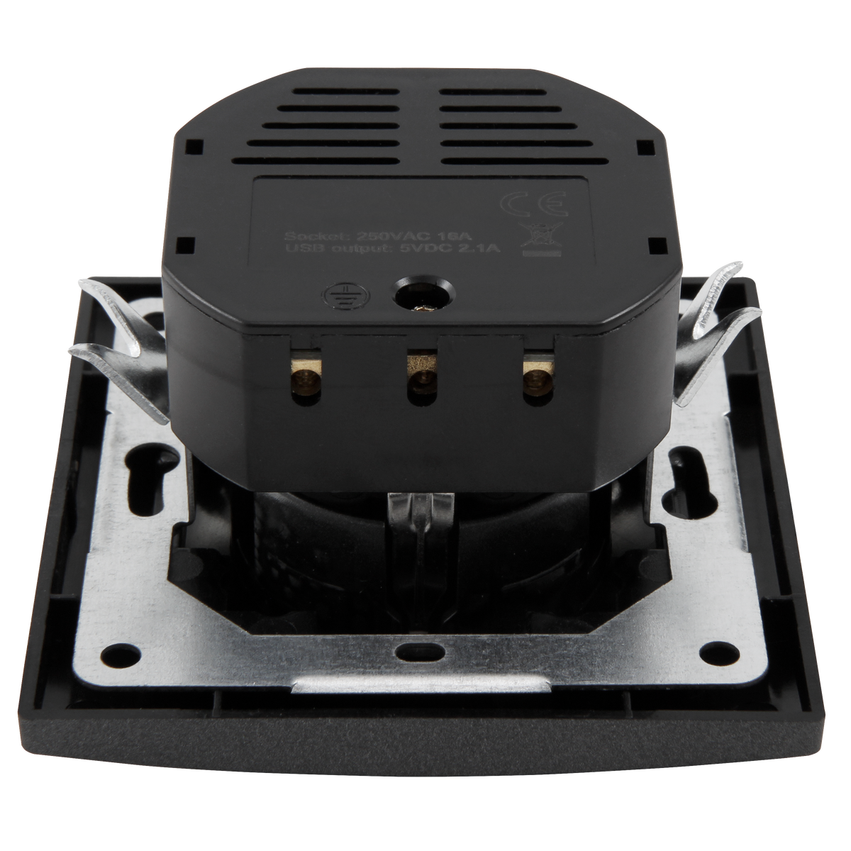 Schutzkontakt-Steckdose mit 2x USB McPower ''Flair'', 250V, 5V/2,1A, UP, anthrazit