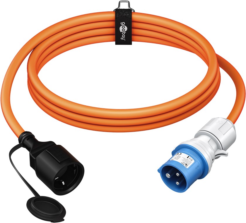 goobay CEE Caravan Adapterkabel 5 m CEE-Stecker auf Buchse mit Schutzkontakt, Außeneinsatz mit IP44